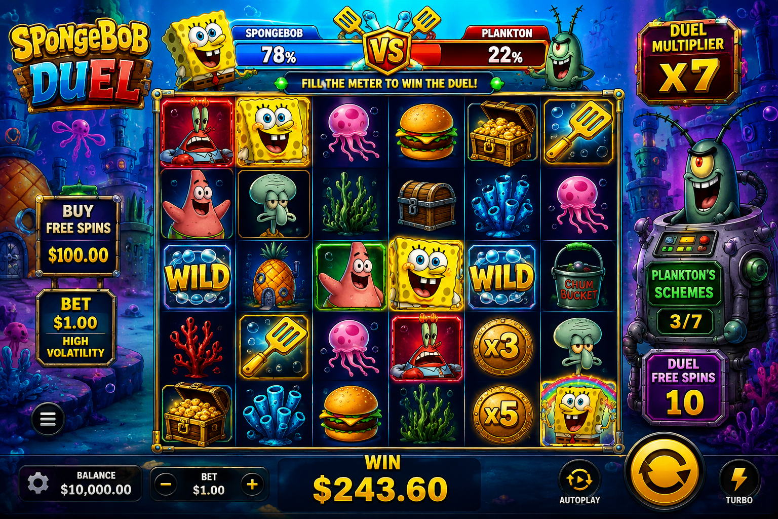 SpongeBob Duel Slot – duel tussen twee personages in Bikini Bottom