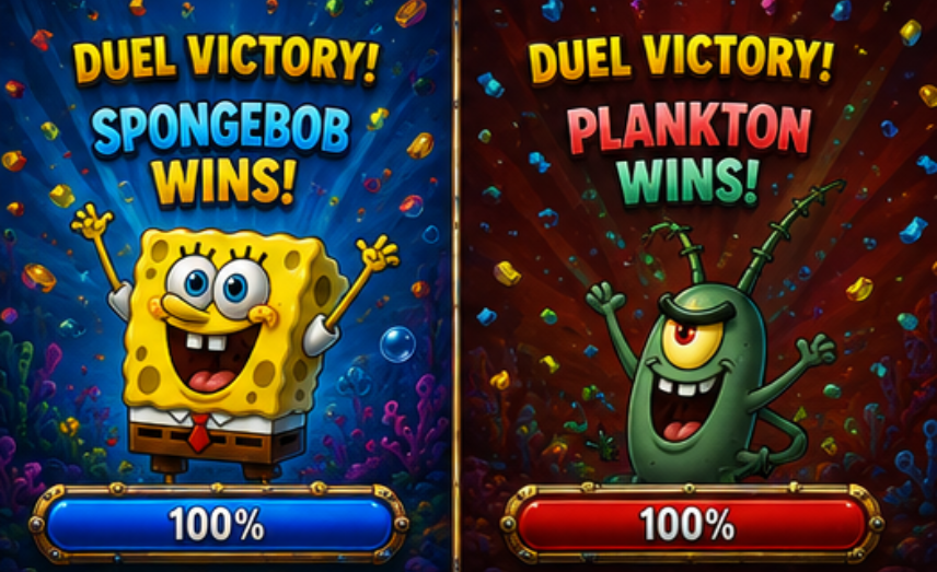 SpongeBob Duel mega win scherm